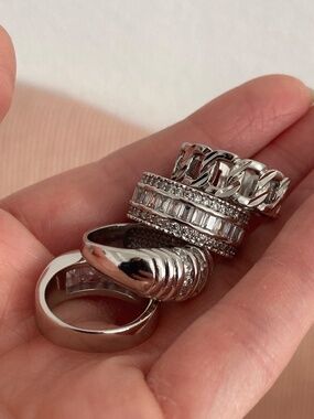 CHILD OF WILD SZ6 Ring SET Silver Stackable layering cocktail Rings Silver New